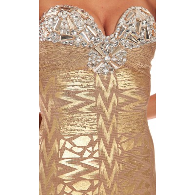 Diamond queen bandage dress gold